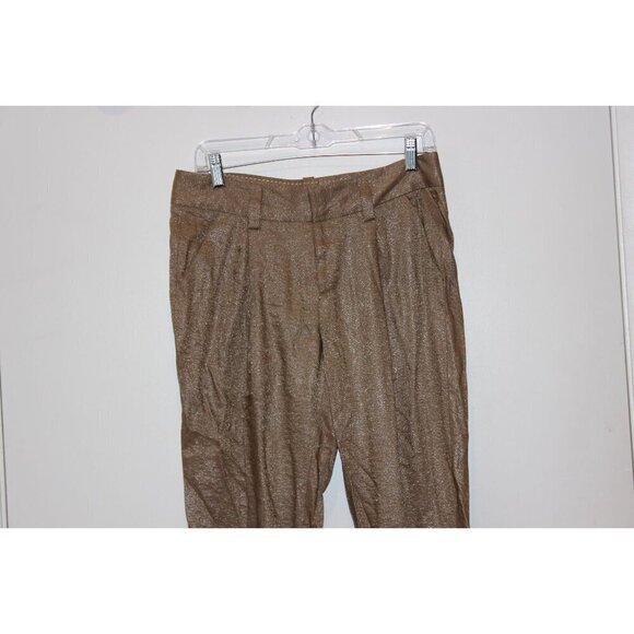 Alice + Olivia Gold Metallic Womens Pleated Trousers Pants Size 0 - Picture 2 of 9